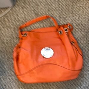 Coral hobo bag with large clutch that fits inside